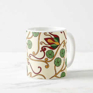 Seamless floral pattern on beige background coffee mug