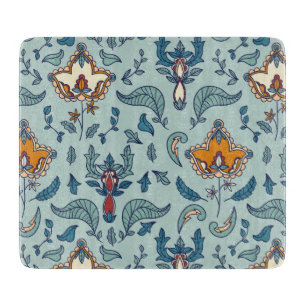 Seamless floral pattern on beige background cuttin cutting board