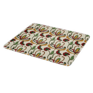 Seamless floral pattern on beige background cutting board