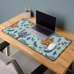 Seamless floral pattern on beige background desk m mat
