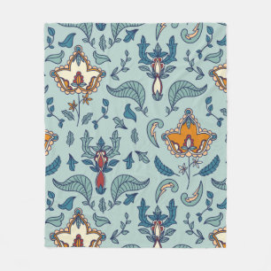 Seamless floral pattern on beige background fleece blanket