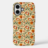Seamless floral pattern on beige background