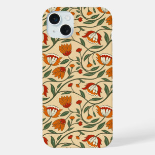 Seamless floral pattern on beige background iPhone 15 plus case