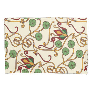 Seamless floral pattern on beige background pillowcase