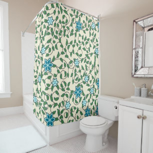 Seamless floral pattern on beige background shower curtain