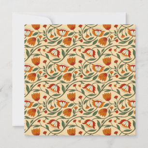 Seamless floral pattern on beige background thank you card