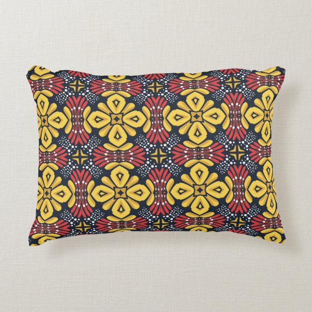 Seamless floral pattern on black background decorative cushion (Front)