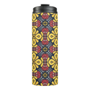 Seamless floral pattern on black background thermal tumbler