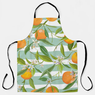 Seamless Floral Pattern. Orange Fruits Background. Apron