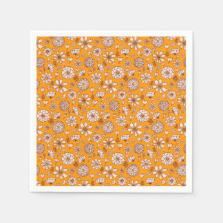 Seamless Floral pattern orange Napkin