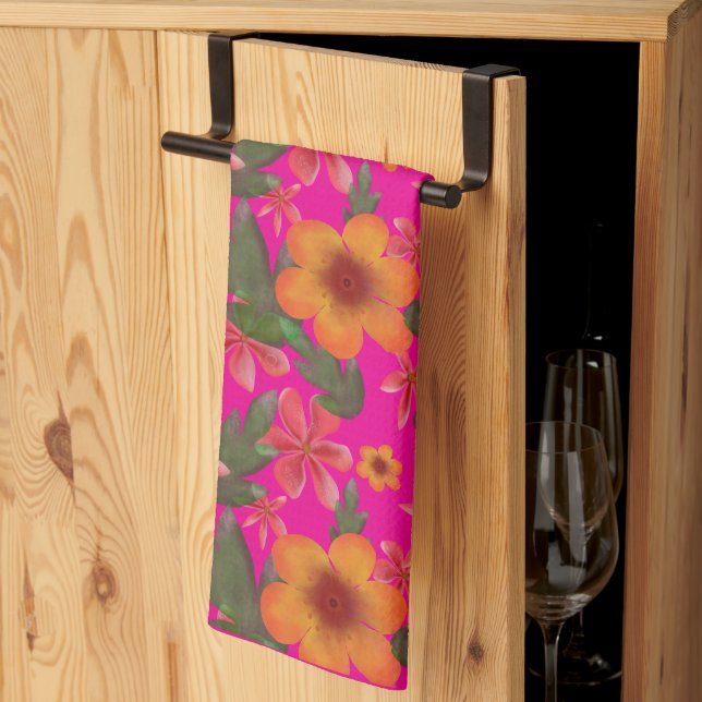 Seamless Floral Pattern Red Flowers Cute Botanical Tea Towel (Thirds Fold)