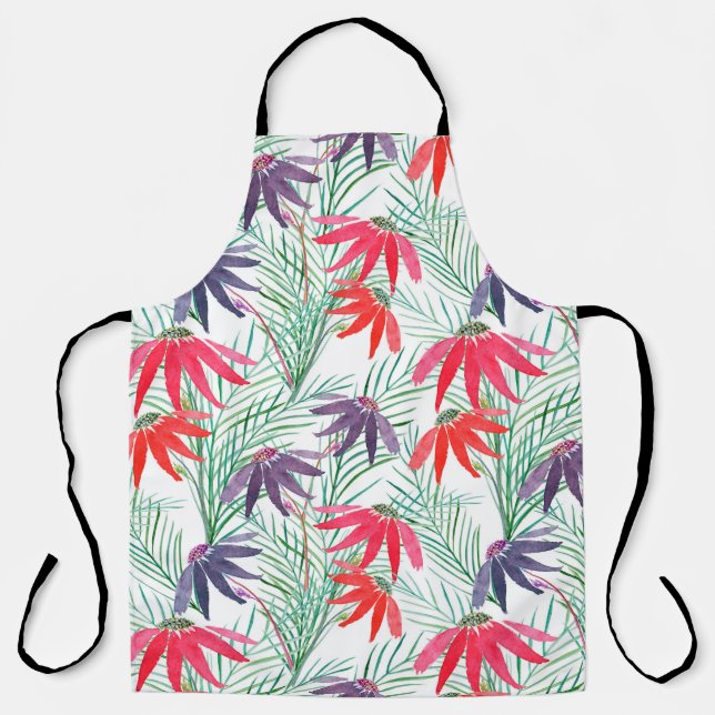 Seamless floral pattern. Red, purple flowers on a  Apron (Front)