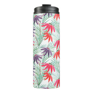 Seamless floral pattern. Red, purple flowers on a Thermal Tumbler