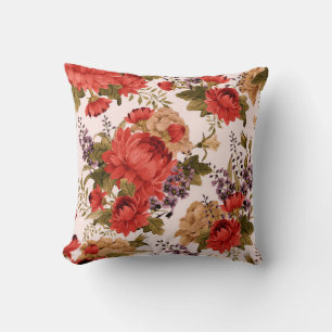 Seamless floral pattern roses with chrysanthemum a cushion