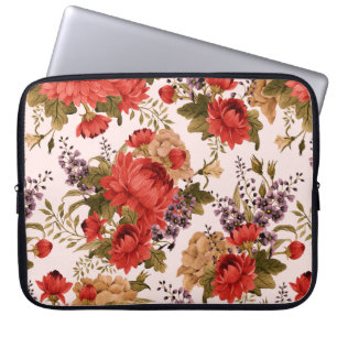 Seamless floral pattern roses with chrysanthemum a laptop sleeve