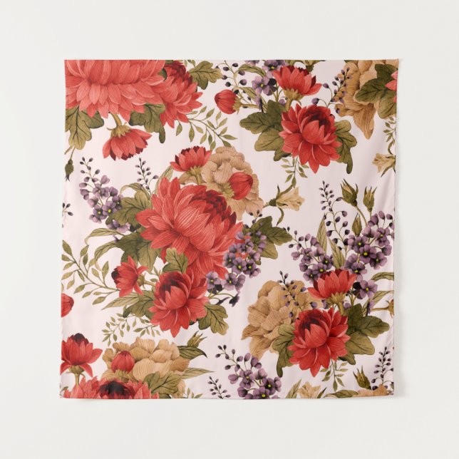 Seamless floral pattern roses with chrysanthemum a tapestry (Front)
