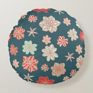 Seamless Floral Pattern Round Cushion