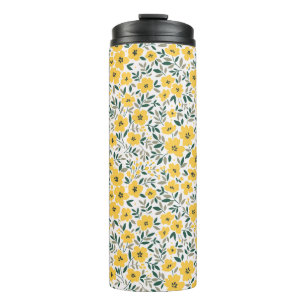Seamless floral pattern, Small yellow flowers. Wh Thermal Tumbler