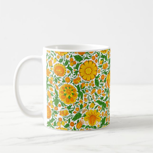 Seamless floral pattern, spring / summer backdrop. coffee mug (Left)