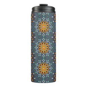 Seamless floral pattern. Stylised doodle flowers.  Thermal Tumbler
