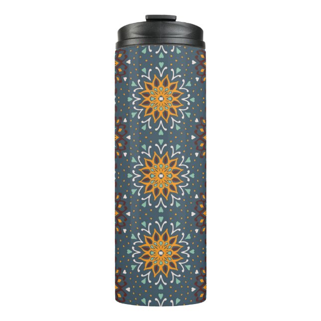 Seamless floral pattern. Stylised doodle flowers.  Thermal Tumbler (Front)