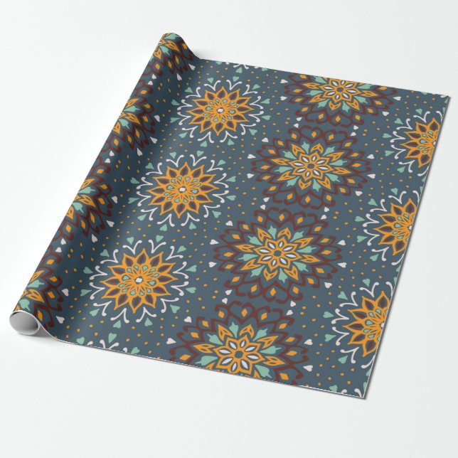 Seamless floral pattern. Stylised doodle flowers.  Wrapping Paper (Unrolled)