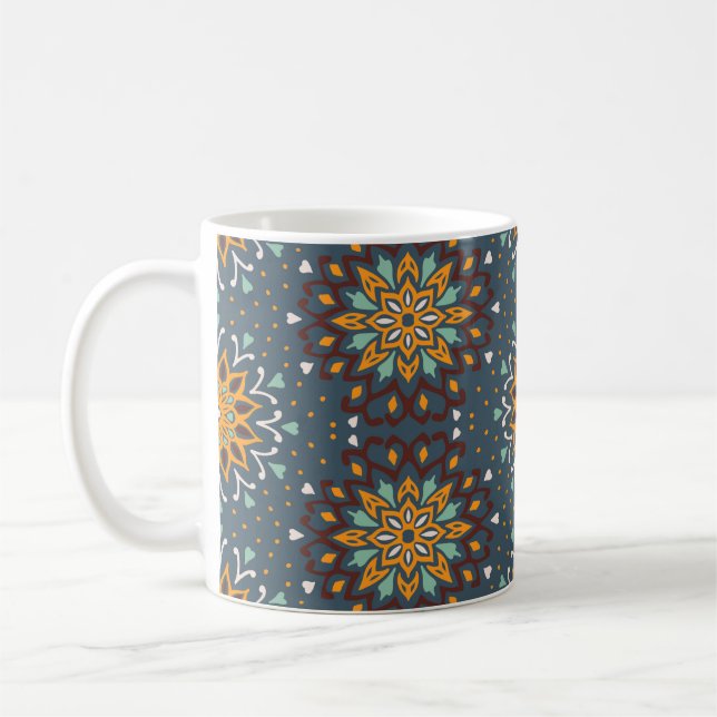 Seamless floral pattern. Stylized doodle flowers.  Coffee Mug (Left)