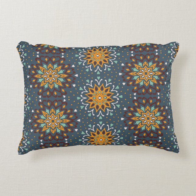 Seamless floral pattern. Stylized doodle flowers.  Decorative Cushion (Front)