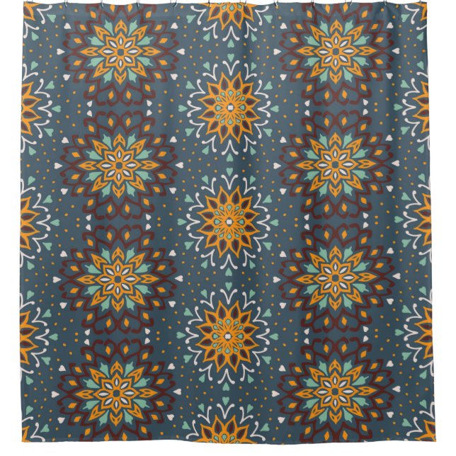 Seamless floral pattern. Stylized doodle flowers.  Shower Curtain (Front)