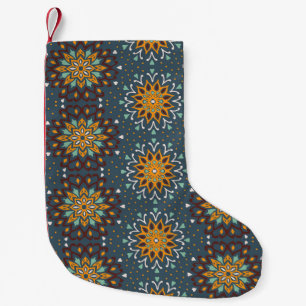 Seamless floral pattern. Stylized doodle flowers. Small Christmas Stocking