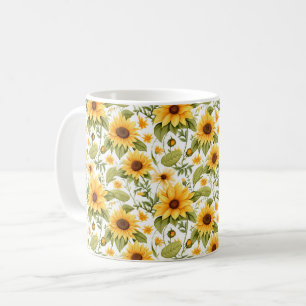 Seamless Floral Pattern, Sunshine and Daisies Coffee Mug