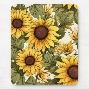 Seamless Floral Pattern, Sunshine and Daisies Mouse Pad