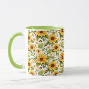 Seamless Floral Pattern, Sunshine and Daisies Mug