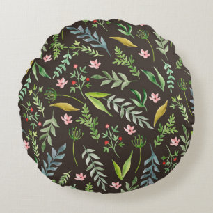 Seamless floral pattern. Watercolor hand drawn Round Cushion
