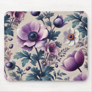 seamless floral pattern with anemone beautiful mouse pad