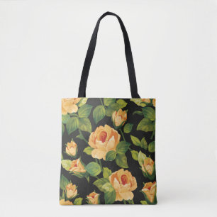 Seamless floral pattern with beautiful roses tote bag