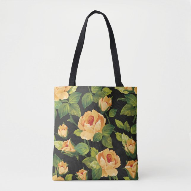 Seamless floral pattern with beautiful roses tote bag (Front)