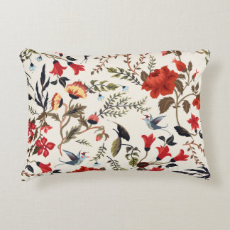 Seamless floral pattern with birds decorative cushion