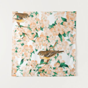 Seamless floral pattern with birds tapestry
