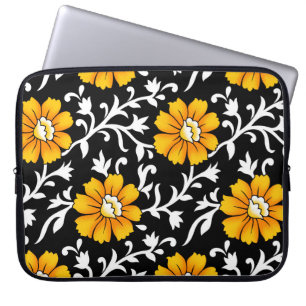 Seamless Floral Pattern with Black Backgroundart,b Laptop Sleeve