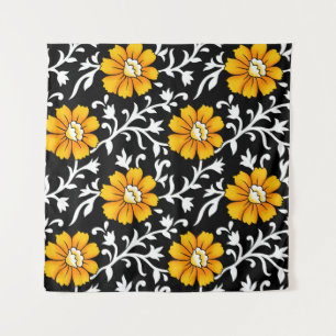 Seamless Floral Pattern with Black Backgroundart,b Tapestry