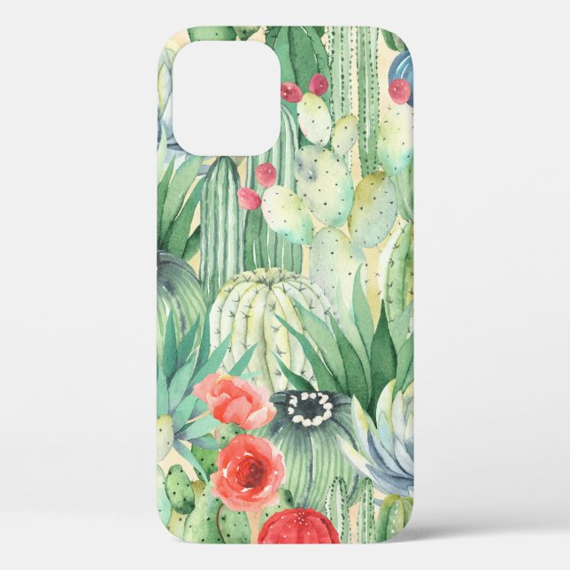 Seamless floral pattern with cacti, succulents and Case-Mate iPhone case (Back)