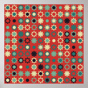 Seamless floral pattern with coloured elements,  v poster