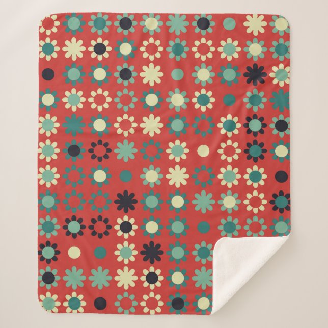 Seamless floral pattern with coloured elements,  v sherpa blanket (Front)