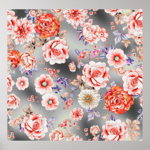 Seamless Floral pattern, with cute flower design T Poster