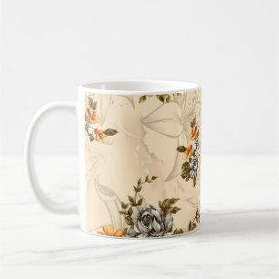 Seamless floral pattern with flowers and creeam ba coffee mug