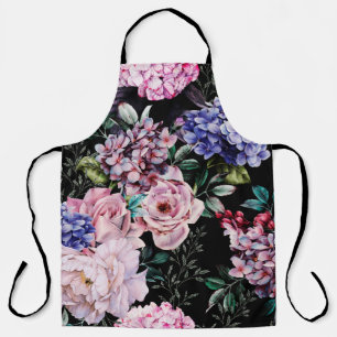 Seamless floral pattern with flowers on dark backg apron