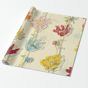 Seamless Floral Pattern With hand-drawn flowers Wrapping Paper
