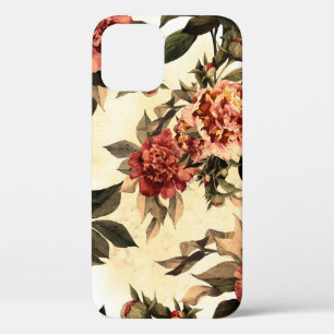 Seamless floral pattern with red and orange roses iPhone 12 case
