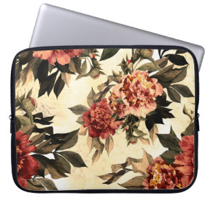 Seamless floral pattern with red and orange roses laptop sleeve